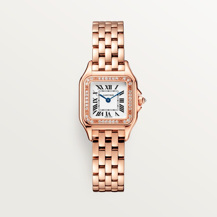 Unworn Cartier Panthère de Cartier Small, 18k Rose Gold, Diamonds, 22mm x 30mm, Ref# WJPN0049, box and papers