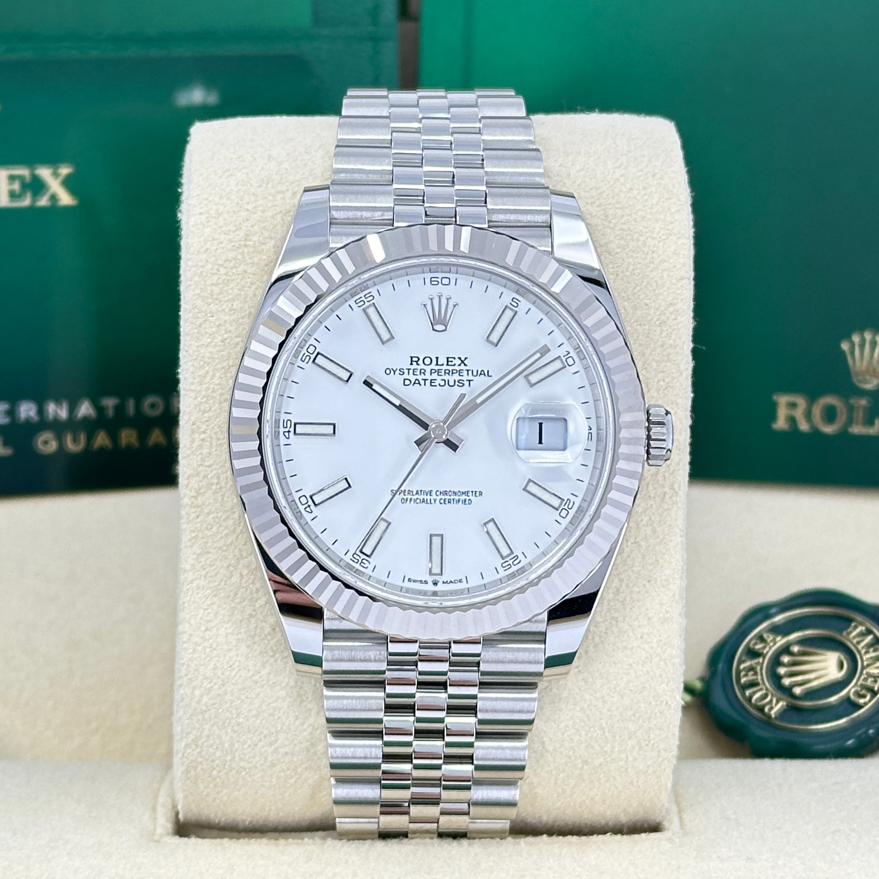Rolex Datejust 41 Oystersteel and 18K White Gold 41 mm White Dial,  Ref# 126334-0010