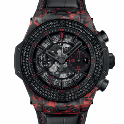 Hublot Big Bang Unico Red Carbon Black Diamonds Las Vegas Boutique, Matt Red Frosted carbon, 126 black diamonds, 44mm, Limited Edition, Ref# 421.QV.1113.LR.1100.LVB23