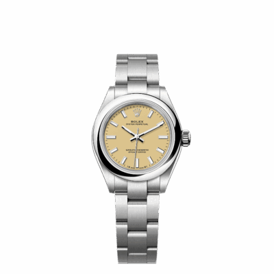 Unworn 2025, Rolex Oyster Perpetual, Oystersteel, 28mm, Beige dial, Domed Oyster, Ref# 276200-0007, box and papers