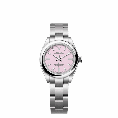 Unworn 2025, Rolex Oyster Perpetual, Oystersteel, 28mm, Candy pink dial, Domed Oyster, Ref# 276200-0009, box and papers