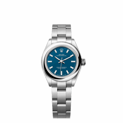 Unworn 2025, Rolex Oyster Perpetual, Oystersteel, 28mm, Blue dial, Domed Oyster, Ref# 276200-0011, box and papers