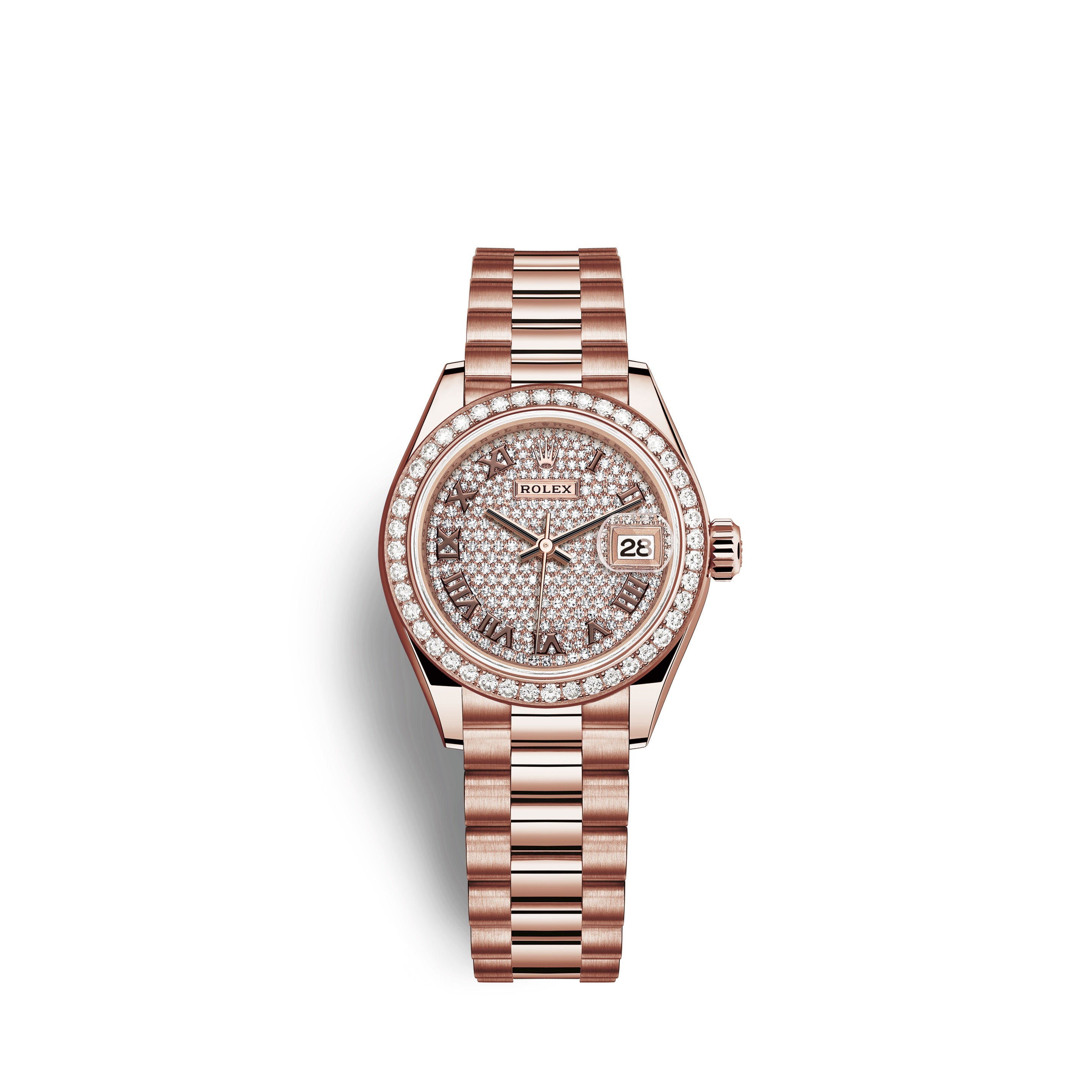 Rolex Lady-Datejust 28, 18kt Everose Gold and diamonds, Ref# 279135RBR-0021
