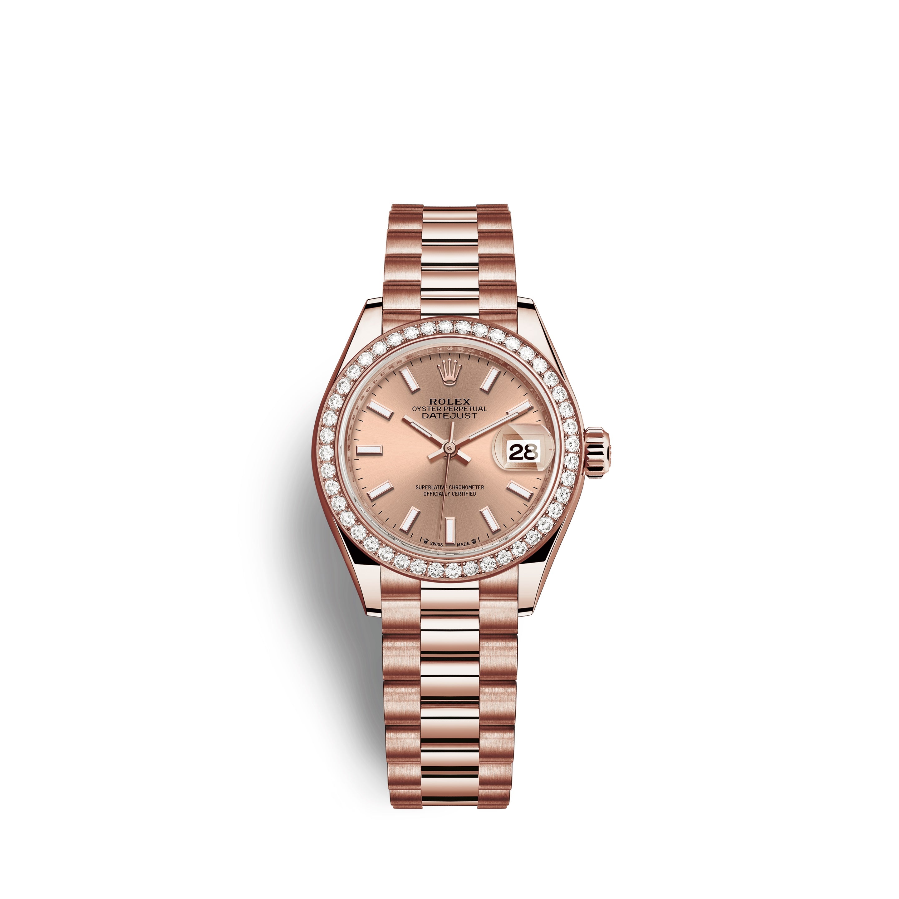 Rolex Lady-Datejust 28, 18kt Everose Gold and diamonds, Ref# 279135RBR-0025
