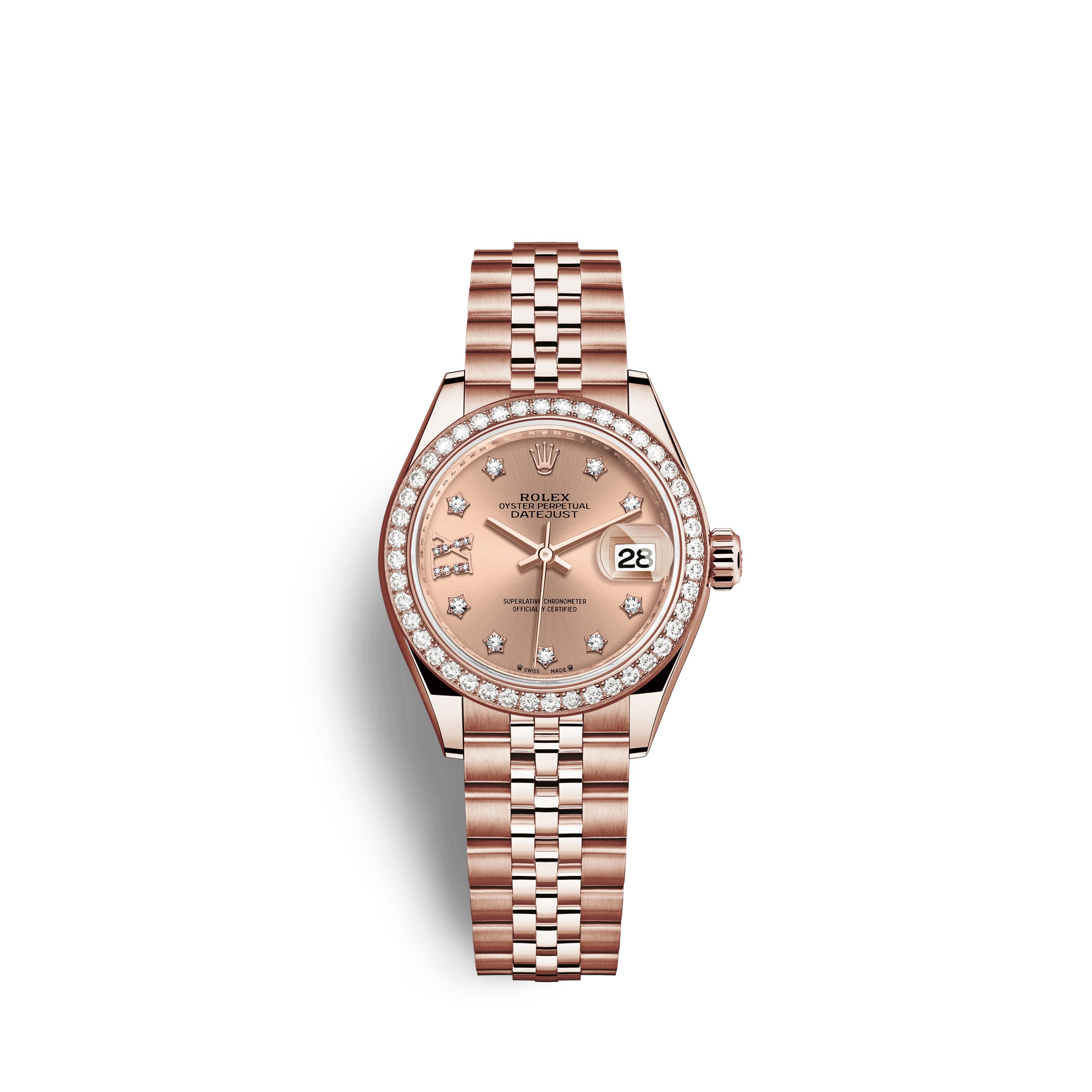 Rolex Lady-Datejust 28, 18kt Everose Gold and diamonds, Ref# 279135RBR-0030