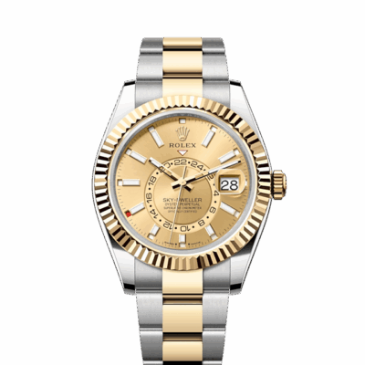 Rolex Sky-Dweller, 42mm, Oystersteel and 18k Yellow Gold, Champagne, Oyster, Ref# 336933-0001