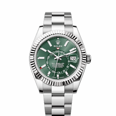 Rolex Sky-Dweller, 42mm, Oystersteel and 18k White Gold, Green, Oyster, Ref# 336934-0001