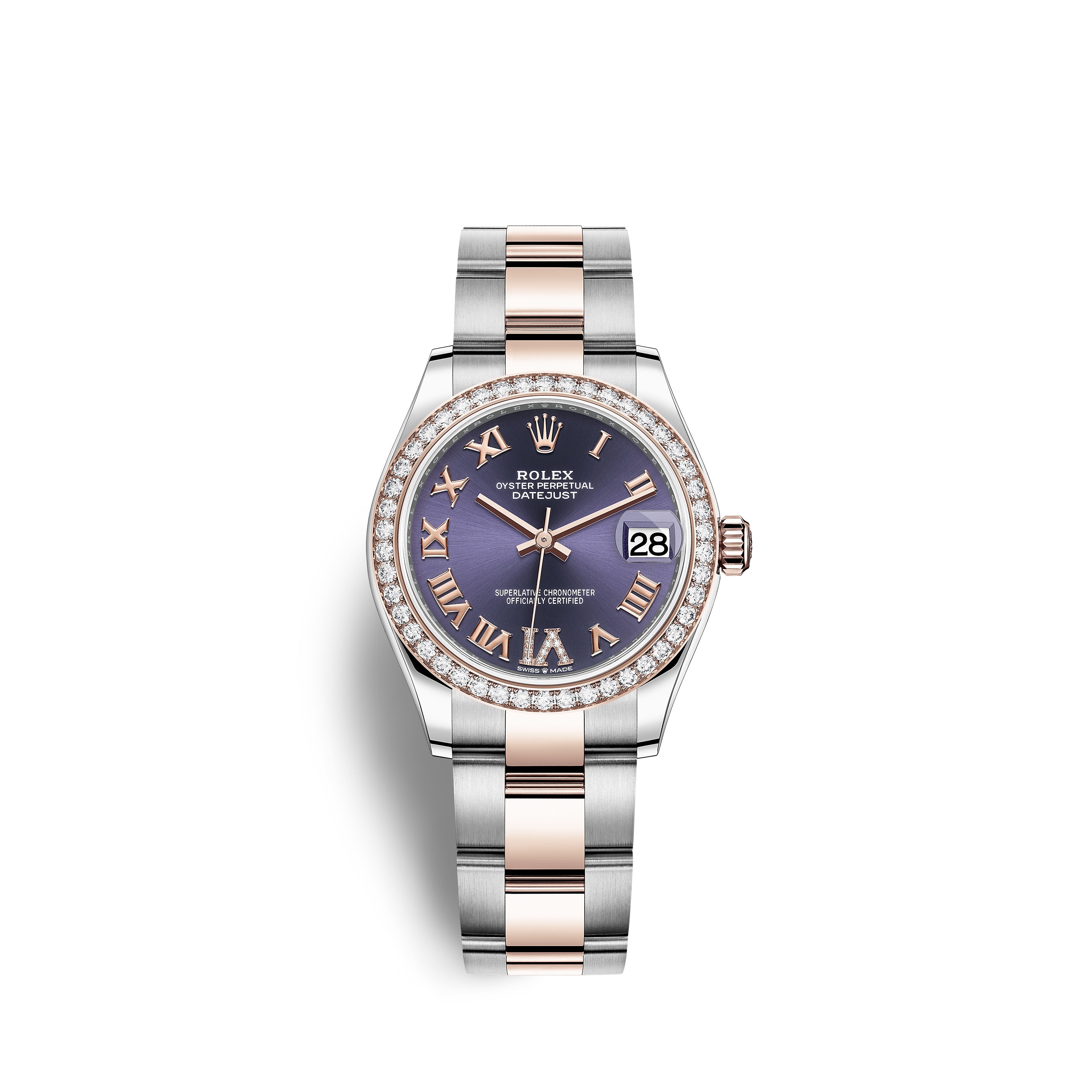 Rolex Datejust 31, Oystersteel, 18kt Everose Gold and diamonds, Ref# 278381RBR-0019