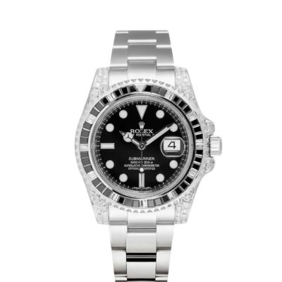 Rolex Submariner Date Silver Black Diamond, 40mm, Ref#116610LN